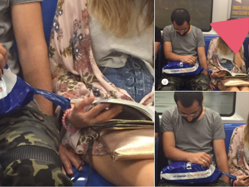 Metroda qızın ayaqlarına toxunan oğlanı biabır etdilər - FOTO