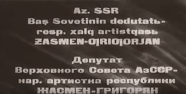 Azərbaycan SSR-in xalq artisti Jasmen Qriqoryan: 