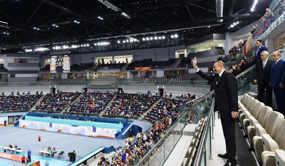 Prezident İlham Əliyev voleybol üzrə milli komandamızın oyununa baxıb