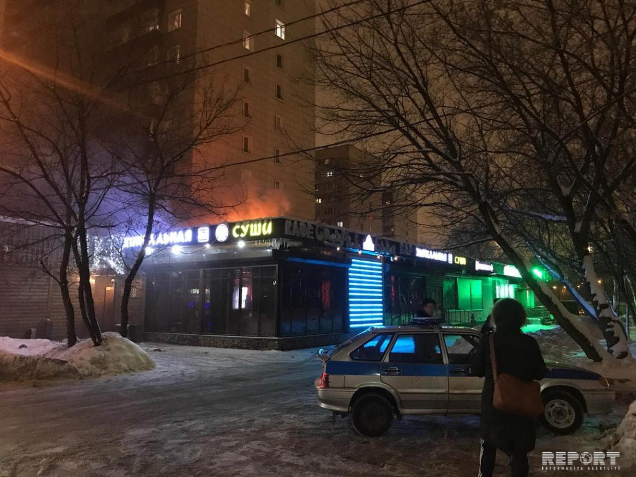 Moskvada "Starıy Baku" kafesi yandı - VİDEO - FOTO