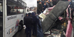 Bakıda avtobus dəhşətli qəza törətdi: 2 nəfər yaralanıb - YENİLƏNİB - VİDEO - FOTO