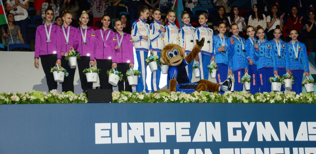 Bakıda bədii gimnastika üzrə Avropa çempionatının qalib komandaları mükafatlandırılıb - FOTO