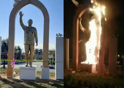 İranda Süleymaninin heykəlini yandırdılar - <span class="color_red">VİDEO</span>