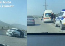 Bakı-Quba yolunda iki avtomobil toqquşdu