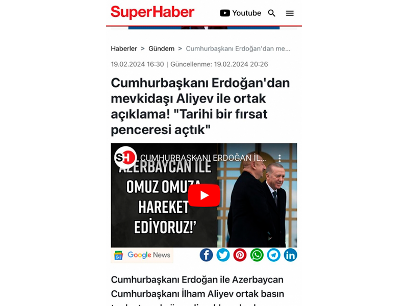 İlham Əliyevin səfəri qardaş ölkə mediasında geniş işıqlandırıldı -