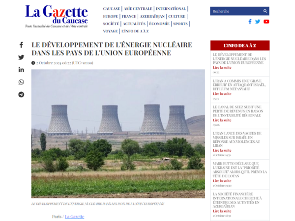 Azərbaycan vasitəsilə tranzit Avropanın nüvə enerjisi üçün açar faktordur - <span class="color_red">"La Gazette du Caucase"</span>