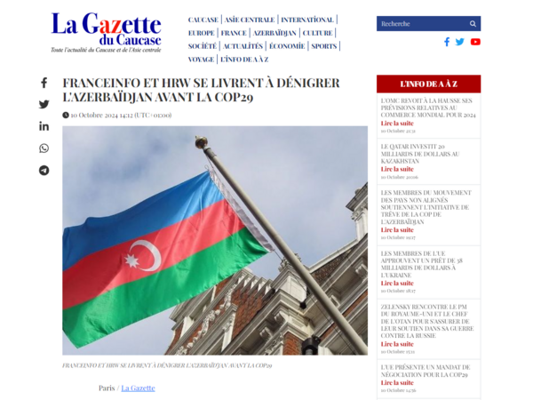 “La Gazette du Caucase” Fransanın ermənipərəst KİV-lərinin Azərbaycana qarşı dezinformasiyasını ifşa etdi