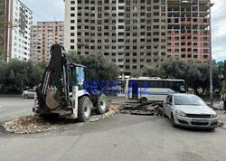 Bakıda təzə asfaltlanan yol niyə çöküb? - <span class="color_red">Yenidən təmir başladı - FOTO</span>