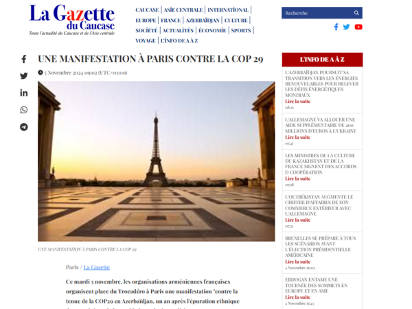 &quot;La Gazette du Caucase&quot; Azərbaycana qarşı hücumlara qarşı durur