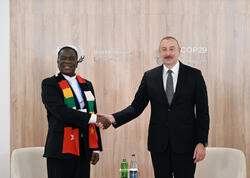 Prezident İlham Əliyev Zimbabve Prezidenti ilə görüşüb - FOTO