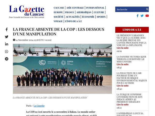 “La Gazette du Caucase” fransız siyasətçilərini COP29 ilə bağlı <span class="color_red">ermənipərəst mövqeyini qınadı</span>