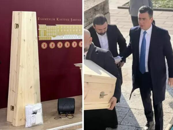 Deputat parlament iclasına tabut və kəfənlə gəldi - FOTO