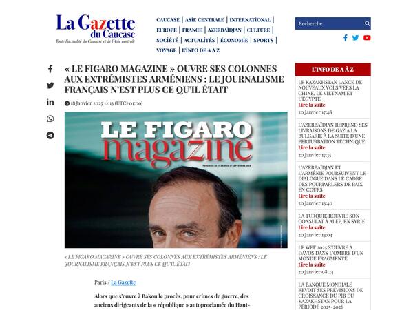 &quot;La Gazette du Caucase&quot; erməni ekstrimizminə xidmət göstərən fransız KİV-i ifşa edir